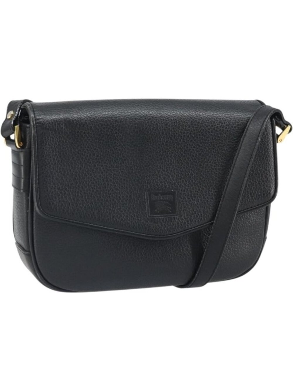 Burberrys Shoulder Bag Leather Black Gold